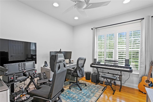 305 Sea Island Way, Tampa, FL 33602 - office area featuring a ceiling fan, wood finished floors, and recessed lighting
