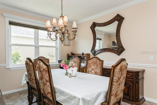 2639 Yukon Cliff Dr, Ruskin, FL 33570 - dining space featuring a chandelier, healthy amount of natural light, and crown molding
