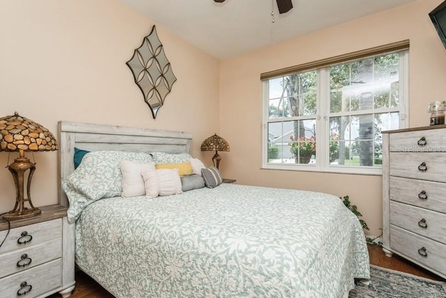 2639 Yukon Cliff Dr, Ruskin, FL 33570 - bedroom featuring multiple windows, dark wood-type flooring, and a ceiling fan