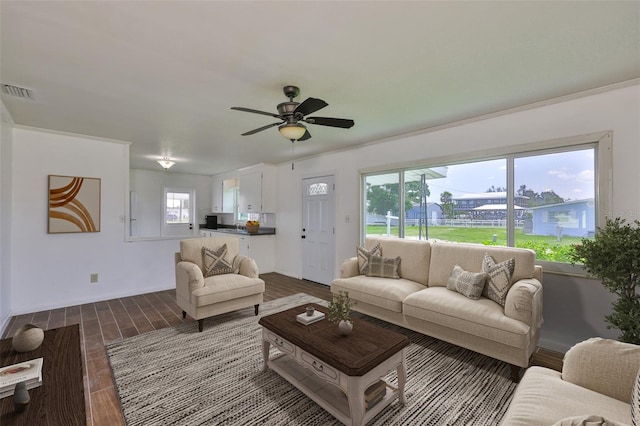 106 W N Branch Rd, Ruskin, FL 33570 - living area featuring dark wood-type flooring and ceiling fan