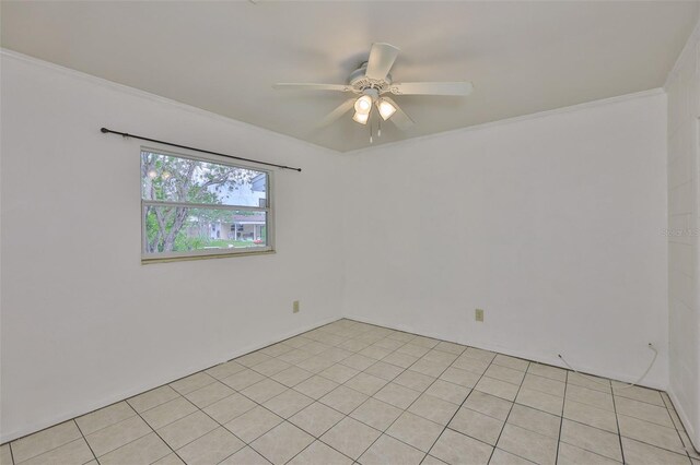 106 W N Branch Rd, Ruskin, FL 33570 - spare room featuring ceiling fan, ornamental molding, and light tile patterned flooring