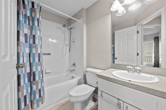 5112 Prairie View Way, Wesley Chapel, FL 33545 - bathroom with shower / tub combo, vanity, and tile patterned floors
