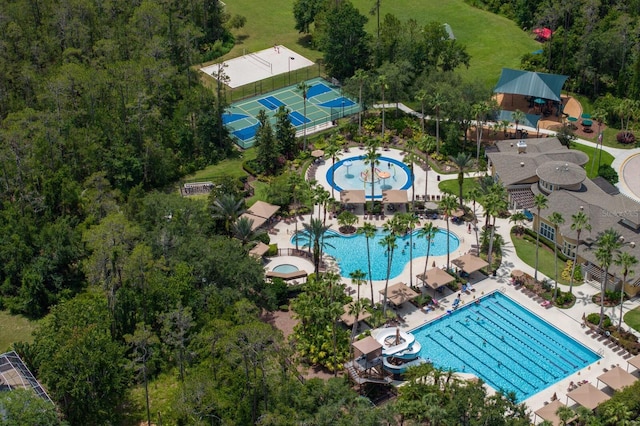 27455 Mistflower Dr, Wesley Chapel, FL 33544 - bird's eye view of a pool area