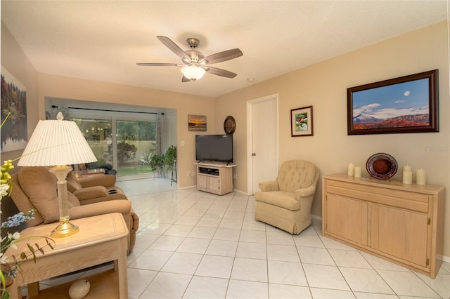 1701 Pinehurst Rd Unit 24B, Dunedin, FL 34698 - living area featuring ceiling fan and light tile patterned floors