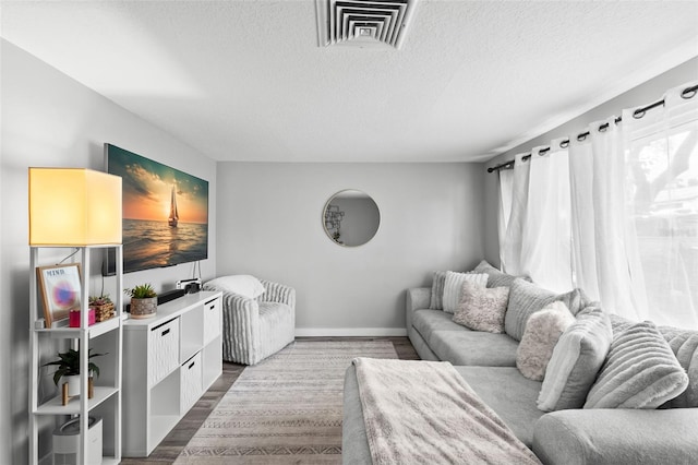 8004 Beaver Creek Loop, Hudson, FL 34667 - living room featuring plenty of natural light, dark wood finished floors, and a textured ceiling