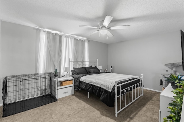 8004 Beaver Creek Loop, Hudson, FL 34667 - carpeted bedroom with a textured ceiling and a ceiling fan