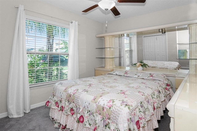 11303 Misty Moss Dr, Wimauma, FL 33598 - carpeted bedroom with a ceiling fan and a closet