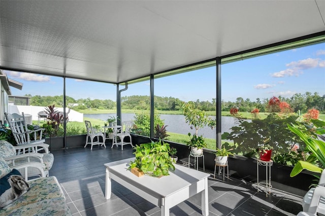 11303 Misty Moss Dr, Wimauma, FL 33598 - sunroom with a water view and view of scattered trees