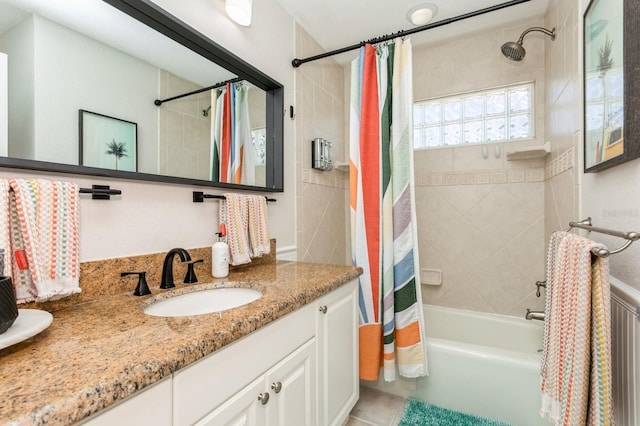 1304 63rd St NW, Bradenton, FL 34209 - full bathroom featuring shower / bath combination with curtain and vanity
