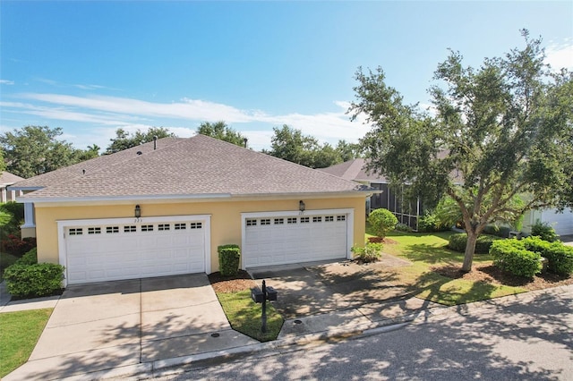 221 Sunset Crest Ct, Apollo Beach, FL 33572 - view of front of property with driveway, stucco siding, and roof with shingles