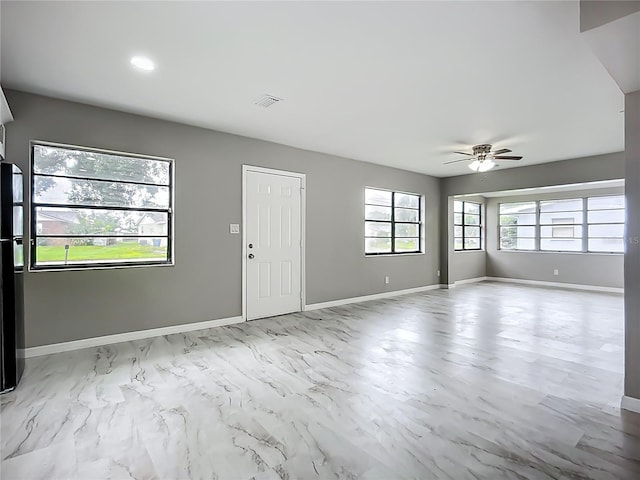 6228 Florida Cir W, Apollo Beach, FL 33572 - foyer featuring ceiling fan, marble finish floors, and recessed lighting