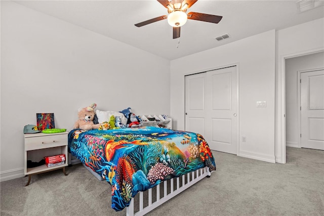 22034 Storybook Cabin Way, Land O Lakes, FL 34637 - bedroom with carpet floors, a ceiling fan, and a closet