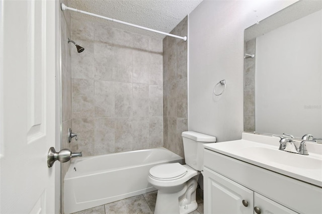 12315 Hidden Brook Dr, Tampa, FL 33624 - bathroom with vanity,  shower combination, tile patterned floors, and a textured ceiling