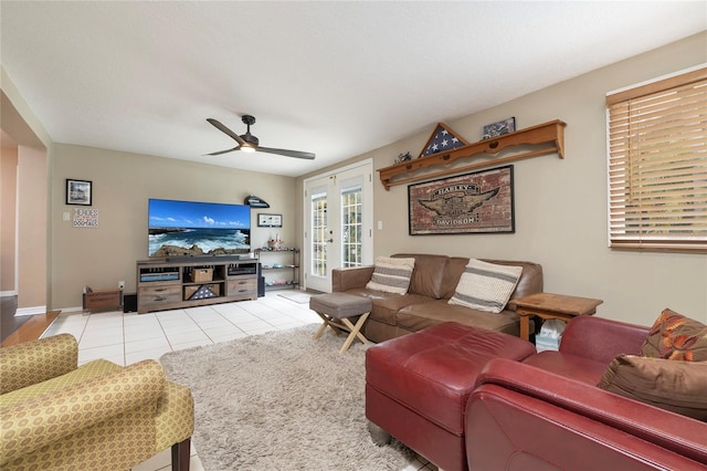 1132 Gershwin Dr, Largo, FL 33771 - living area featuring ceiling fan, tile patterned flooring, and french doors