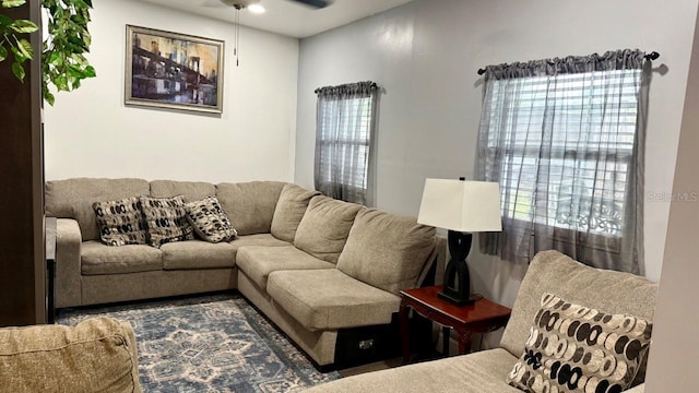 2813 W Kenmore Ave, Tampa, FL 33614 - living room with a ceiling fan