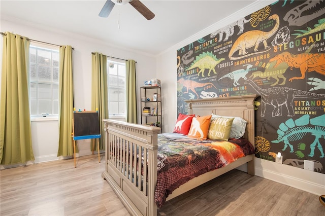 4719 61st Avenue Terrace W Unit 4719, Bradenton, FL 34210 - bedroom featuring ornamental molding, wood finished floors, and a ceiling fan