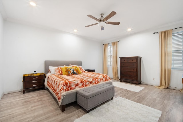 4719 61st Avenue Terrace W Unit 4719, Bradenton, FL 34210 - bedroom with multiple windows, light wood-style flooring, recessed lighting, and a ceiling fan