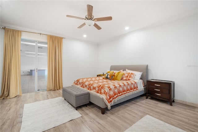 4719 61st Avenue Terrace W Unit 4719, Bradenton, FL 34210 - bedroom featuring access to outside, light wood-type flooring, recessed lighting, and ceiling fan