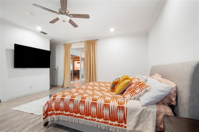 4719 61st Avenue Terrace W Unit 4719, Bradenton, FL 34210 - bedroom featuring wood finished floors, ornamental molding, recessed lighting, and a ceiling fan