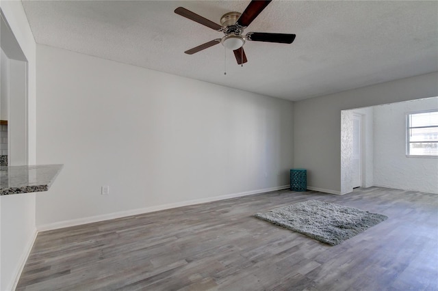 4901 Onyx Ln Unit 204, New Port Richey, FL 34652 - unfurnished living room featuring wood finished floors, a ceiling fan, and a textured ceiling