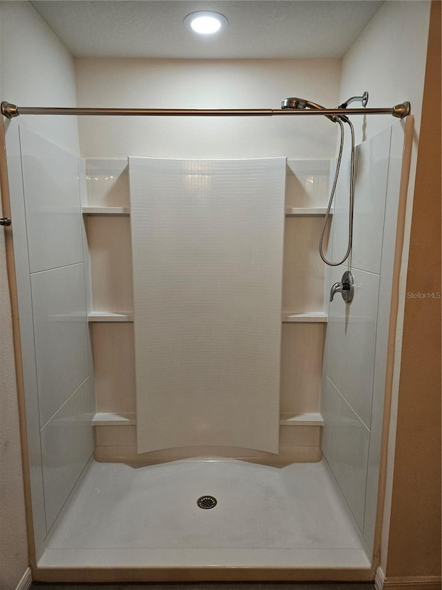 10124 Mangrove Well Rd, Ruskin, FL 33573 - bathroom featuring a stall shower and recessed lighting