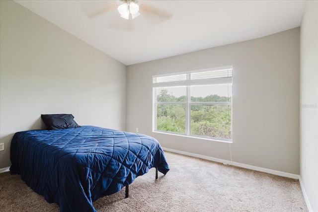 6260 Olivedale Dr, Riverview, FL 33578 - carpeted bedroom featuring ceiling fan and lofted ceiling