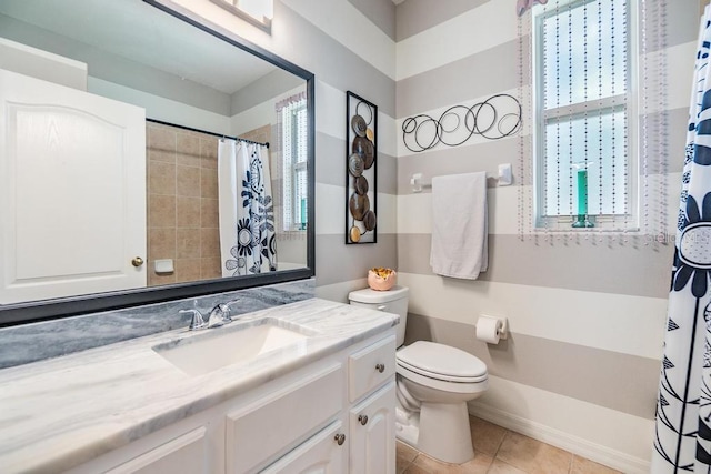 1140 S Pointe Alexis Dr, Tarpon Springs, FL 34689 - bathroom with vanity, tile patterned flooring, and a shower with curtain
