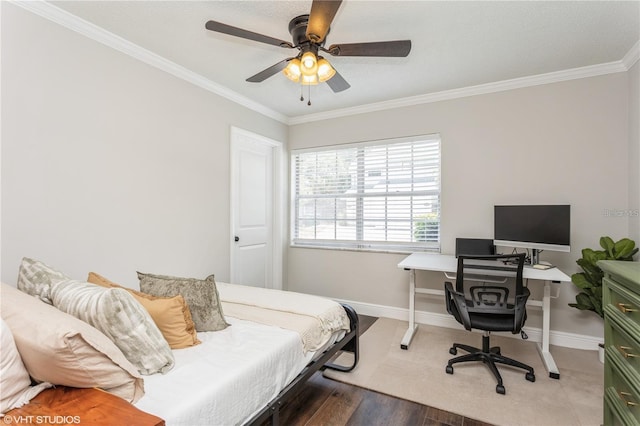 2207 S Carolina Ave Unit 10, Tampa, FL 33629 - bedroom featuring ornamental molding, wood finished floors, and a ceiling fan