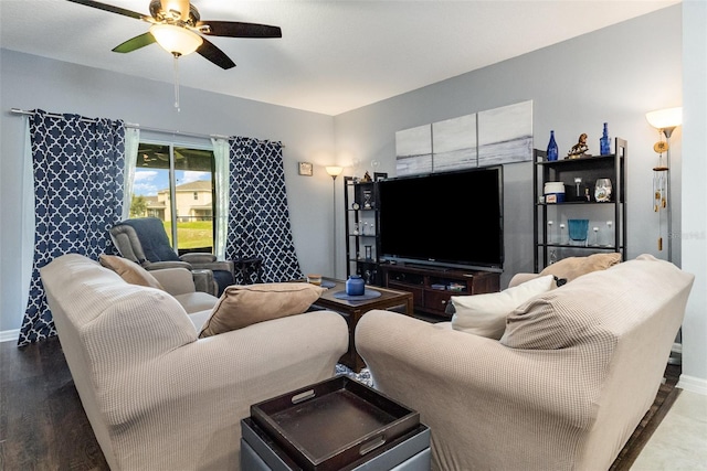 255 Annabelle Way, Davenport, FL 33837 - living area featuring a ceiling fan and wood finished floors