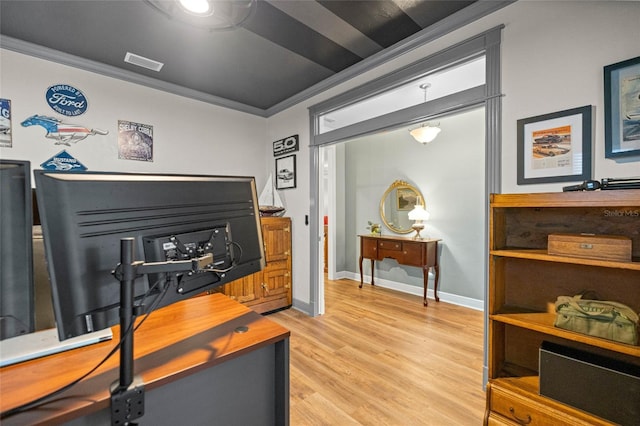13252 SW 6th Ave, Newberry, FL 32669 - home office featuring light wood finished floors and ornamental molding