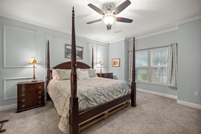 13252 SW 6th Ave, Newberry, FL 32669 - bedroom featuring carpet, ornamental molding, and ceiling fan