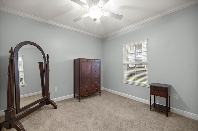 13252 SW 6th Ave, Newberry, FL 32669 - misc room featuring light carpet, crown molding, and ceiling fan
