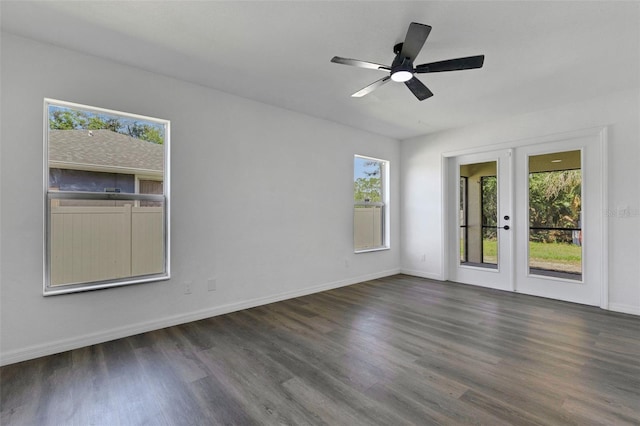 4957 N Cranberry Blvd, North Port, FL 34286 - unfurnished room featuring plenty of natural light, dark wood finished floors, and french doors