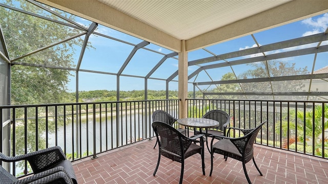 15110 Sundial Pl, Lakewood Ranch, FL 34202 - view of patio / terrace featuring a water view and a lanai