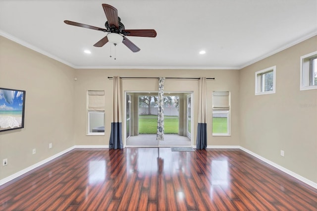 11571 84th Street Cir E Unit 106, Parrish, FL 34219 - empty room with wood finished floors, recessed lighting, crown molding, and ceiling fan