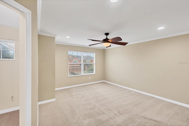 11571 84th Street Cir E Unit 106, Parrish, FL 34219 - empty room with crown molding, carpet, ceiling fan, and recessed lighting