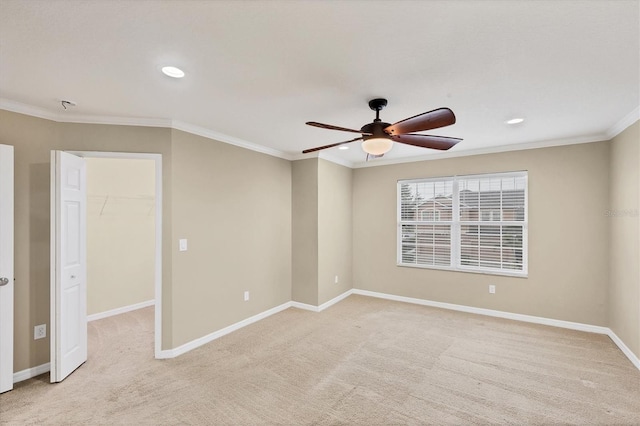 11571 84th Street Cir E Unit 106, Parrish, FL 34219 - empty room with ornamental molding, light carpet, a ceiling fan, and recessed lighting