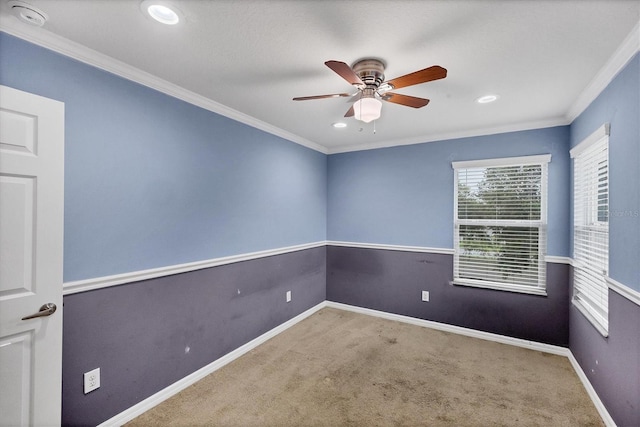 11571 84th Street Cir E Unit 106, Parrish, FL 34219 - carpeted spare room with a ceiling fan, ornamental molding, recessed lighting, and a smoke detector