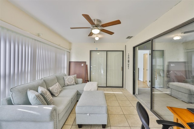 2510 Locksley St Unit 2510, Sun City Center, FL 33573 - living area with a ceiling fan and light tile patterned floors