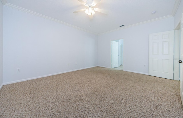 2148 Chianti Pl Unit 1310, Palm Harbor, FL 34683 - spare room featuring crown molding, carpet flooring, and a ceiling fan