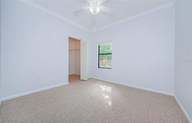 2148 Chianti Pl Unit 1310, Palm Harbor, FL 34683 - unfurnished bedroom featuring crown molding, light carpet, a closet, and ceiling fan