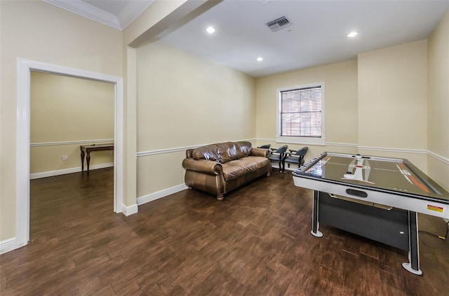 2148 Chianti Pl Unit 1310, Palm Harbor, FL 34683 - rec room featuring ornamental molding, wood finished floors, and recessed lighting