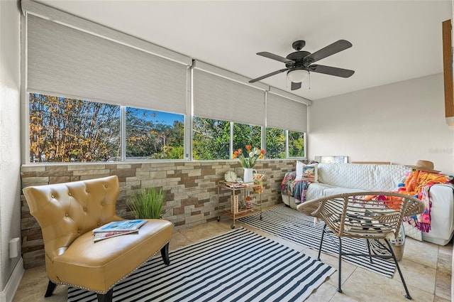 500 Glennes Ln Unit 206, Dunedin, FL 34698 - sunroom featuring ceiling fan and an outdoor hangout area