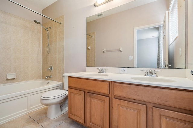 14167 Stilton St, Tampa, FL 33626 - full bath featuring double vanity, shower / bathtub combination, and tile patterned floors
