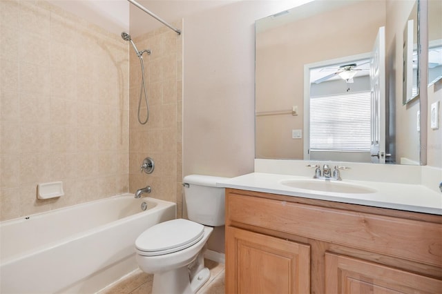14167 Stilton St, Tampa, FL 33626 - bathroom featuring shower / bathtub combination, vanity, and a ceiling fan