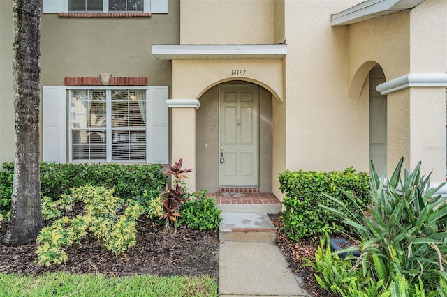 14167 Stilton St, Tampa, FL 33626 - entrance to property with stucco siding