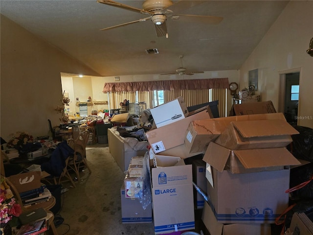 8548 Cypress Lakes Blvd, New Port Richey, FL 34653 - misc room featuring lofted ceiling, ceiling fan, and carpet floors
