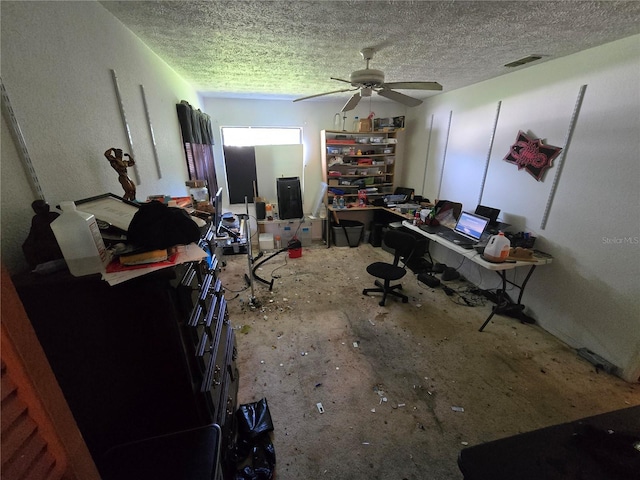8548 Cypress Lakes Blvd, New Port Richey, FL 34653 - office with a textured ceiling and a ceiling fan