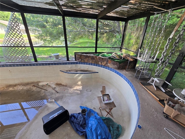 8548 Cypress Lakes Blvd, New Port Richey, FL 34653 - sunroom / solarium featuring a jacuzzi