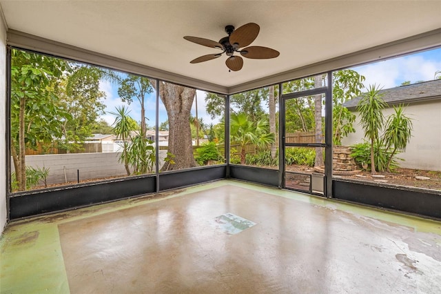 2986 Cypress Green Dr, Palm Harbor, FL 34684 - unfurnished sunroom with a ceiling fan